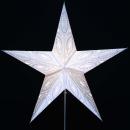 Siddharta Batik Glitter/White - Foldable glowing star, paper poinsettia with 5 points, 60 cm
